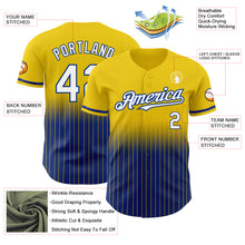 Load image into Gallery viewer, Custom Yellow Pinstripe White-Royal Authentic Fade Fashion Baseball Jersey