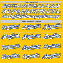Load image into Gallery viewer, Custom Yellow Pinstripe White-Royal Authentic Fade Fashion Baseball Jersey