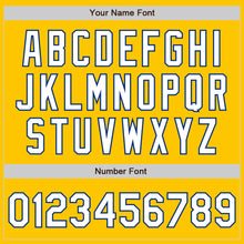 Load image into Gallery viewer, Custom Yellow Pinstripe White-Royal Authentic Fade Fashion Baseball Jersey