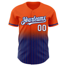 Load image into Gallery viewer, Custom Orange Pinstripe White-Royal Authentic Fade Fashion Baseball Jersey
