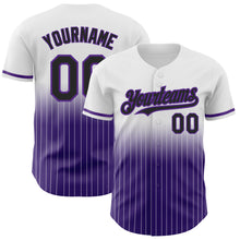 Load image into Gallery viewer, Custom White Pinstripe Black-Purple Authentic Fade Fashion Baseball Jersey