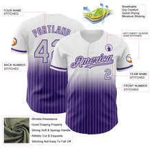 Load image into Gallery viewer, Custom White Pinstripe Gray-Purple Authentic Fade Fashion Baseball Jersey