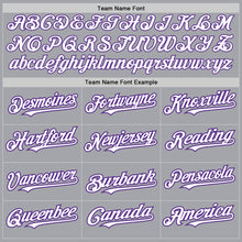 Load image into Gallery viewer, Custom Gray Pinstripe White-Purple Authentic Fade Fashion Baseball Jersey