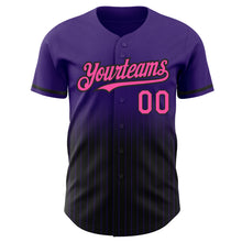 Load image into Gallery viewer, Custom Purple Pinstripe Pink-Black Authentic Fade Fashion Baseball Jersey