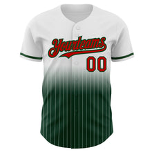 Load image into Gallery viewer, Custom White Pinstripe Red-Green Authentic Fade Fashion Baseball Jersey