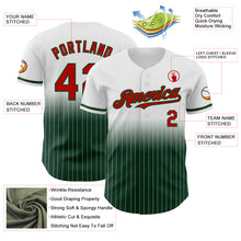 Load image into Gallery viewer, Custom White Pinstripe Red-Green Authentic Fade Fashion Baseball Jersey