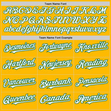 Load image into Gallery viewer, Custom Gold Pinstripe White-Kelly Green Authentic Fade Fashion Baseball Jersey