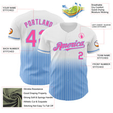 Load image into Gallery viewer, Custom White Pinstripe Pink-Light Blue Authentic Fade Fashion Baseball Jersey