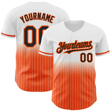 Load image into Gallery viewer, Custom White Pinstripe Black-Orange Authentic Fade Fashion Baseball Jersey