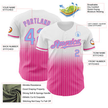 Load image into Gallery viewer, Custom White Pinstripe Light Blue-Pink Authentic Fade Fashion Baseball Jersey