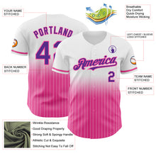 Load image into Gallery viewer, Custom White Pinstripe Purple-Pink Authentic Fade Fashion Baseball Jersey