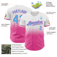 Load image into Gallery viewer, Custom White Pinstripe Sky Blue-Pink Authentic Fade Fashion Baseball Jersey