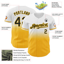Load image into Gallery viewer, Custom White Pinstripe Black-Gold Authentic Fade Fashion Baseball Jersey
