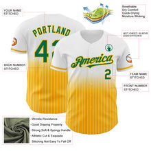 Load image into Gallery viewer, Custom White Pinstripe Kelly Green-Gold Authentic Fade Fashion Baseball Jersey