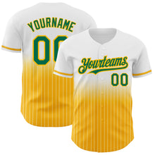 Load image into Gallery viewer, Custom White Pinstripe Kelly Green-Gold Authentic Fade Fashion Baseball Jersey