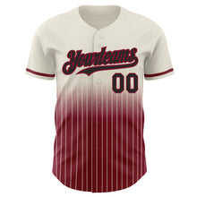 Load image into Gallery viewer, Custom Cream Pinstripe Black-Crimson Authentic Fade Fashion Baseball Jersey