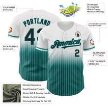 Load image into Gallery viewer, Custom White Pinstripe Black-Teal Authentic Fade Fashion Baseball Jersey