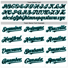 Load image into Gallery viewer, Custom White Pinstripe Black-Teal Authentic Fade Fashion Baseball Jersey