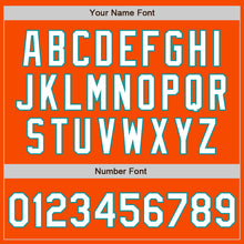 Load image into Gallery viewer, Custom Orange Pinstripe White-Teal Authentic Fade Fashion Baseball Jersey