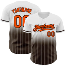 Load image into Gallery viewer, Custom White Pinstripe Orange-Brown Authentic Fade Fashion Baseball Jersey
