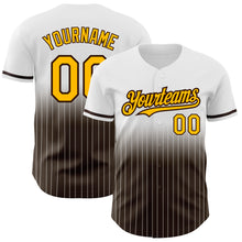 Load image into Gallery viewer, Custom White Pinstripe Gold-Brown Authentic Fade Fashion Baseball Jersey