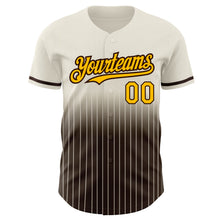 Load image into Gallery viewer, Custom Cream Pinstripe Gold-Brown Authentic Fade Fashion Baseball Jersey