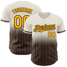 Load image into Gallery viewer, Custom Cream Pinstripe Gold-Brown Authentic Fade Fashion Baseball Jersey