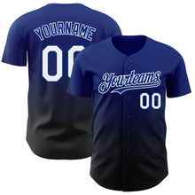 Load image into Gallery viewer, Custom Royal White-Black Authentic Fade Fashion Baseball Jersey