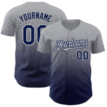 Load image into Gallery viewer, Custom Gray Navy Authentic Fade Fashion Baseball Jersey