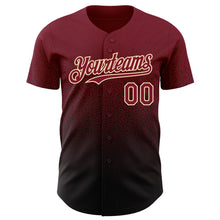 Load image into Gallery viewer, Custom Crimson Black-Cream Authentic Fade Fashion Baseball Jersey