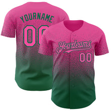Load image into Gallery viewer, Custom Pink Kelly Green Authentic Fade Fashion Baseball Jersey