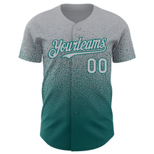 Load image into Gallery viewer, Custom Gray Teal Authentic Fade Fashion Baseball Jersey