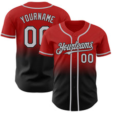 Load image into Gallery viewer, Custom Red Gray-Black Authentic Fade Fashion Baseball Jersey