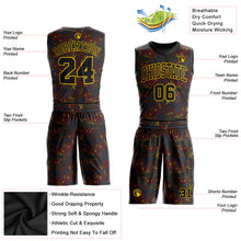 Load image into Gallery viewer, Custom Figure Black-Gold Round Neck Sublimation Basketball Suit Jersey