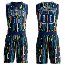 Load image into Gallery viewer, Custom Figure Navy-White Round Neck Sublimation Basketball Suit Jersey