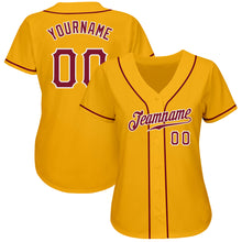Load image into Gallery viewer, Custom Gold Crimson-White Authentic Baseball Jersey
