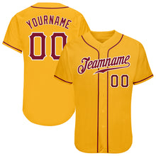 Load image into Gallery viewer, Custom Gold Crimson-White Authentic Baseball Jersey