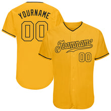 Load image into Gallery viewer, Custom Gold Gold-Black Authentic Baseball Jersey