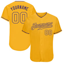 Load image into Gallery viewer, Custom Gold Gold-Purple Authentic Baseball Jersey