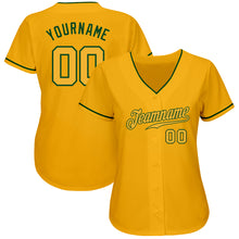 Load image into Gallery viewer, Custom Gold Gold-Green Authentic Baseball Jersey
