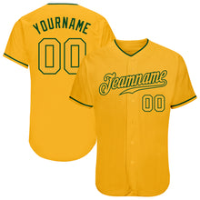 Load image into Gallery viewer, Custom Gold Gold-Green Authentic Baseball Jersey