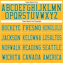 Load image into Gallery viewer, Custom Gold Kelly Green-White Mesh Authentic Football Jersey