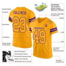 Load image into Gallery viewer, Custom Gold Gold-Purple Mesh Authentic Football Jersey