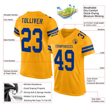 Load image into Gallery viewer, Custom Gold Royal Mesh Authentic Football Jersey