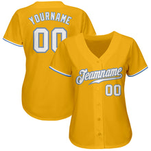 Load image into Gallery viewer, Custom Gold White-Light Blue Authentic Baseball Jersey