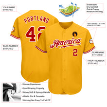 Load image into Gallery viewer, Custom Gold Red-White Authentic Baseball Jersey