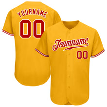 Load image into Gallery viewer, Custom Gold Red-White Authentic Baseball Jersey