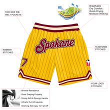 Load image into Gallery viewer, Custom Gold Black Pinstripe Maroon-Cream Authentic Basketball Shorts