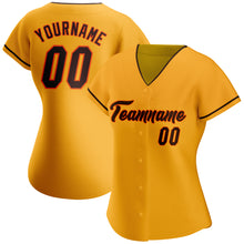 Load image into Gallery viewer, Custom Gold Brown-Orange Authentic Baseball Jersey
