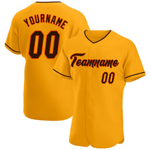 Load image into Gallery viewer, Custom Gold Brown-Orange Authentic Baseball Jersey